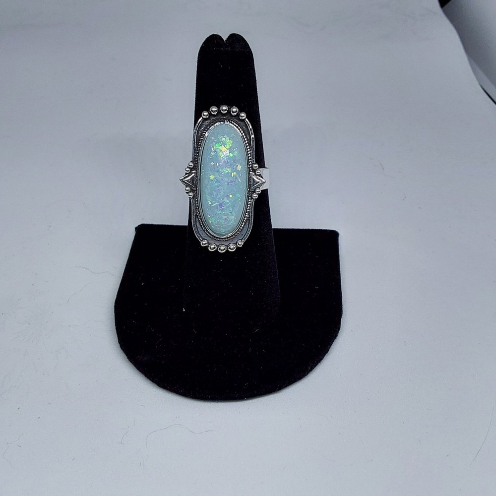 Women's Bohemian Glam Retro Zinc Inlaid Stone Ring Size 7‎ (Adjustable)